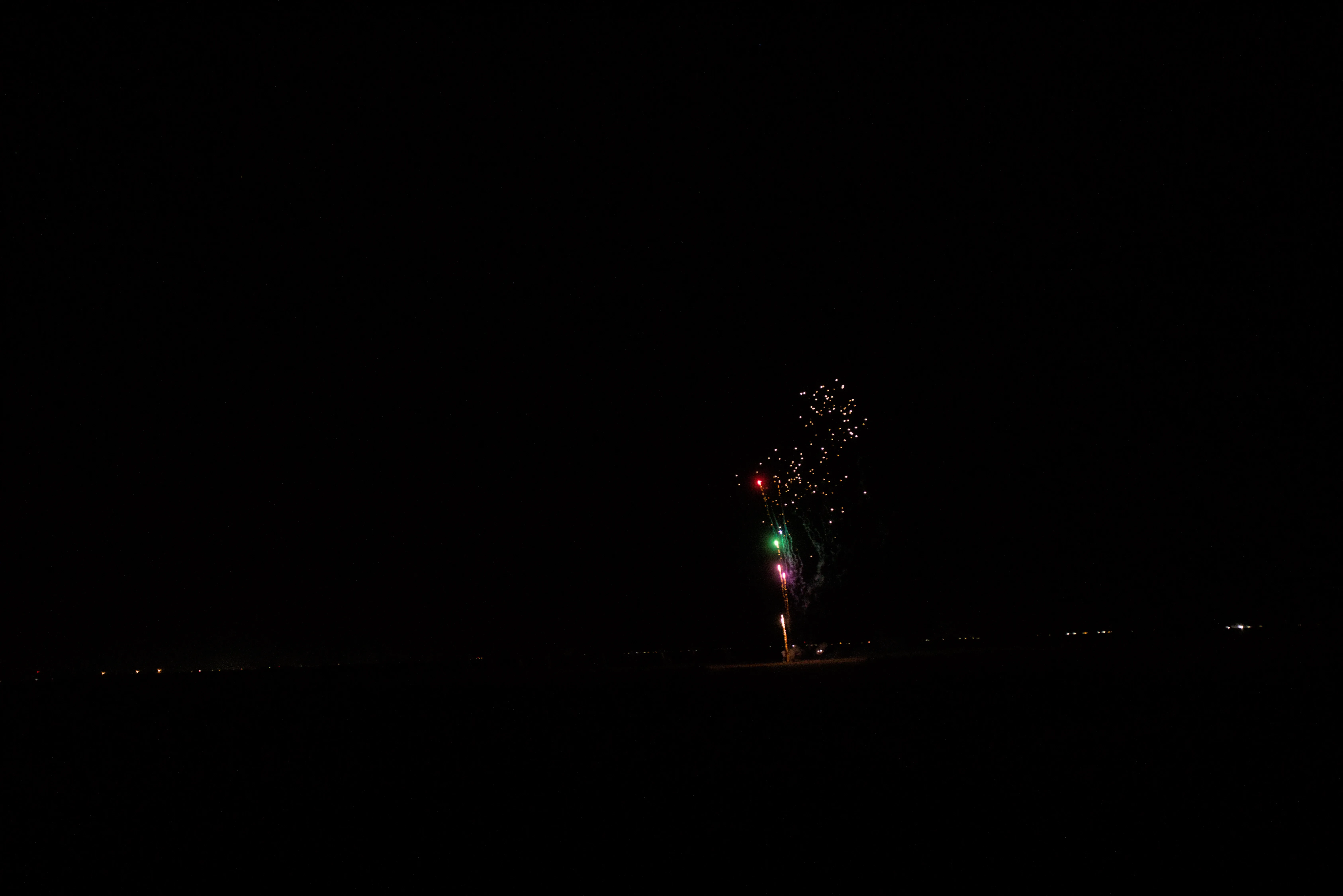 Fireworks launching at Cadillac Ranch
