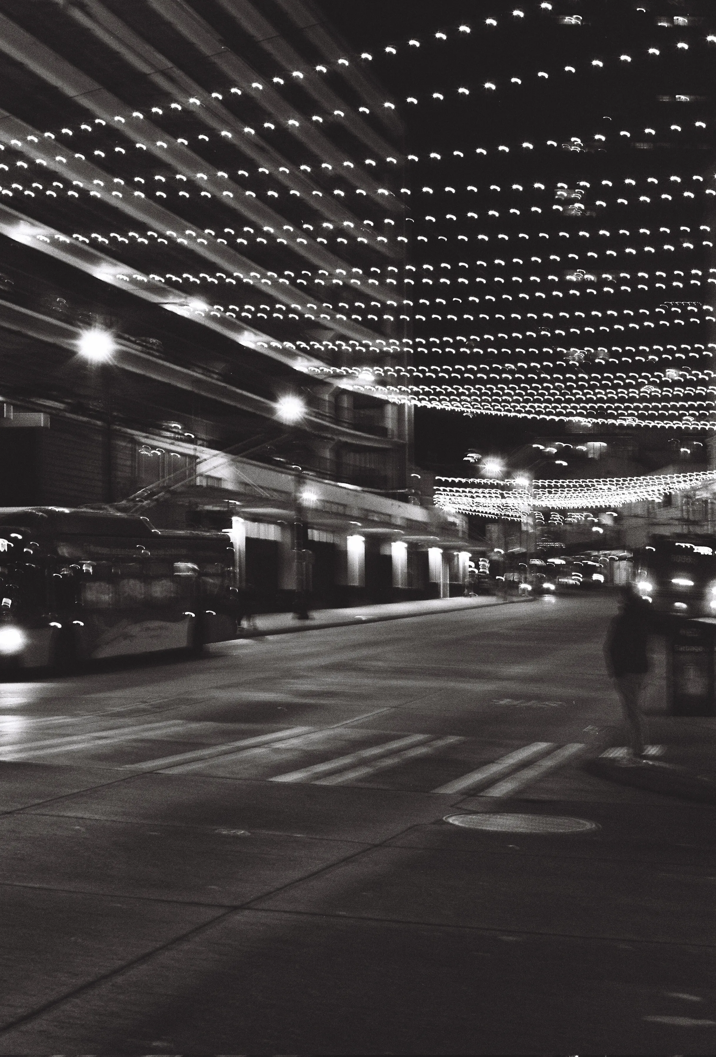 Busses at night