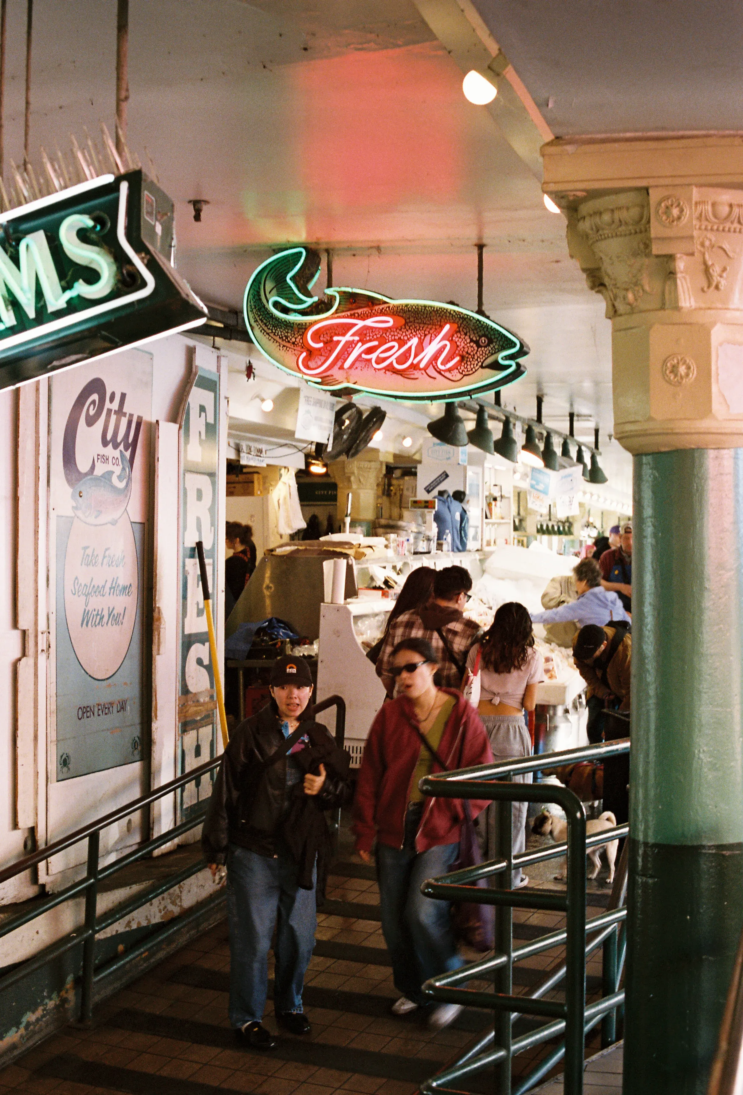People navigating Pike Place Market