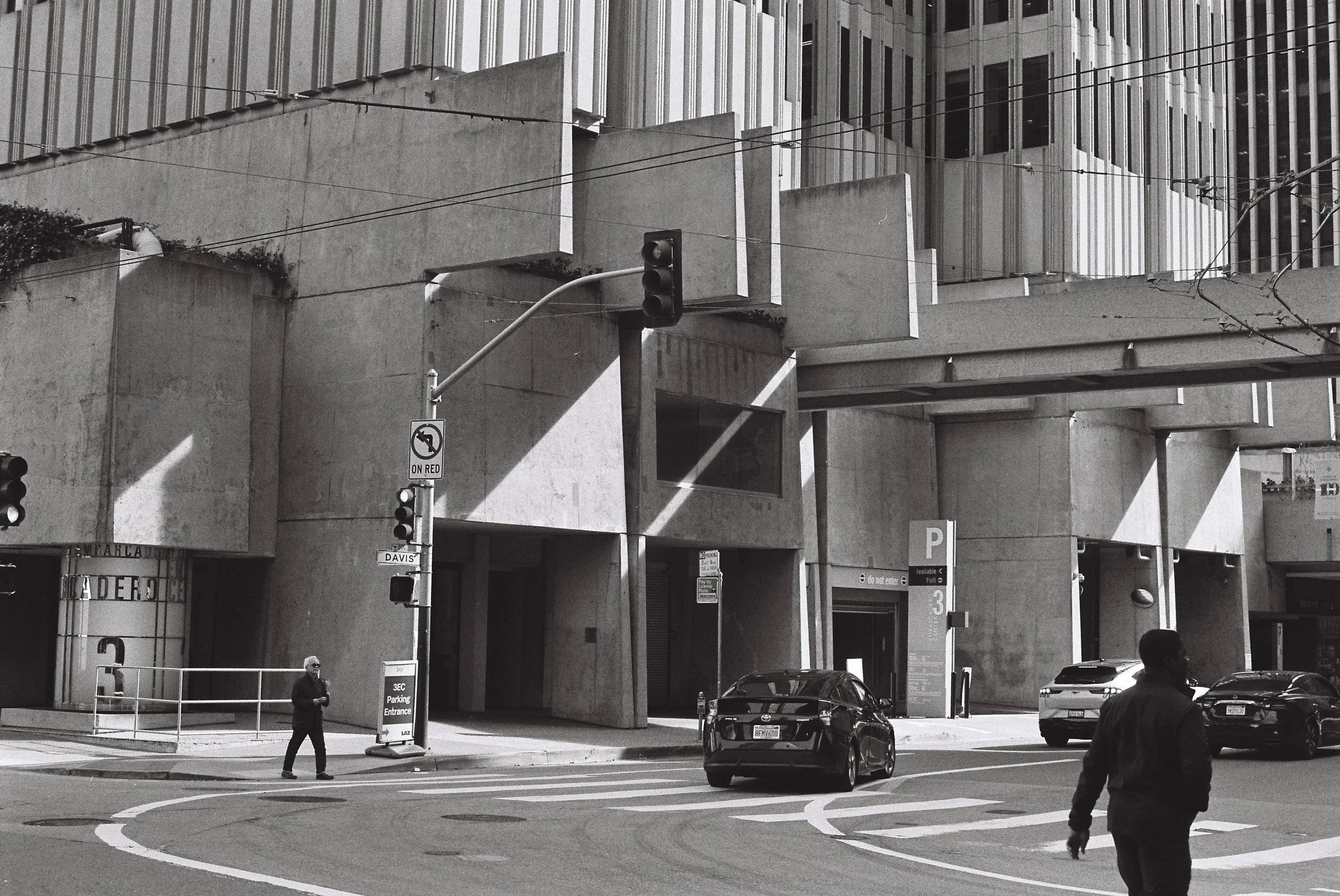 Brutalist parking structure at Three Embarcadero Center