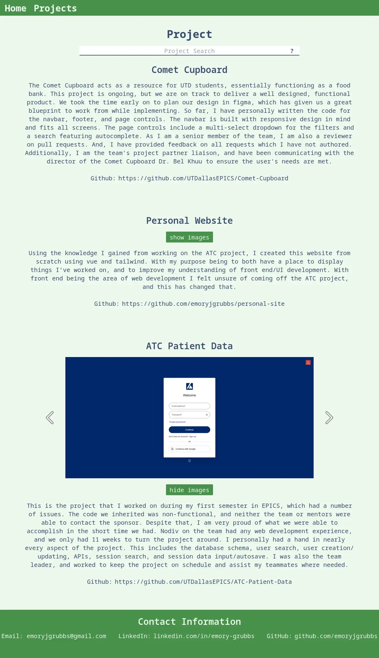 Original projects layout